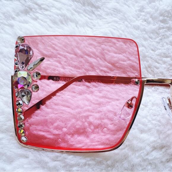 Nora Pink Square Sunglasses - Picture 3 of 13